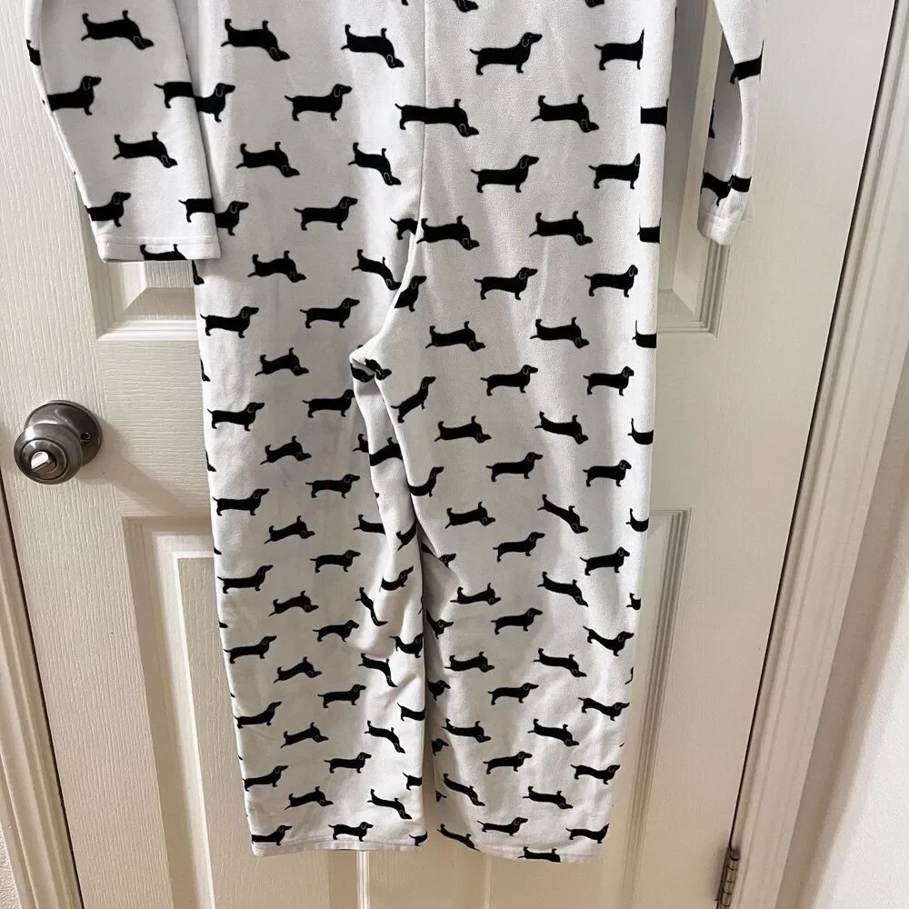 Tucker + Tate Dachshund Dog Fleece One Piece Hooded Pajamas Girls Size M 8-10